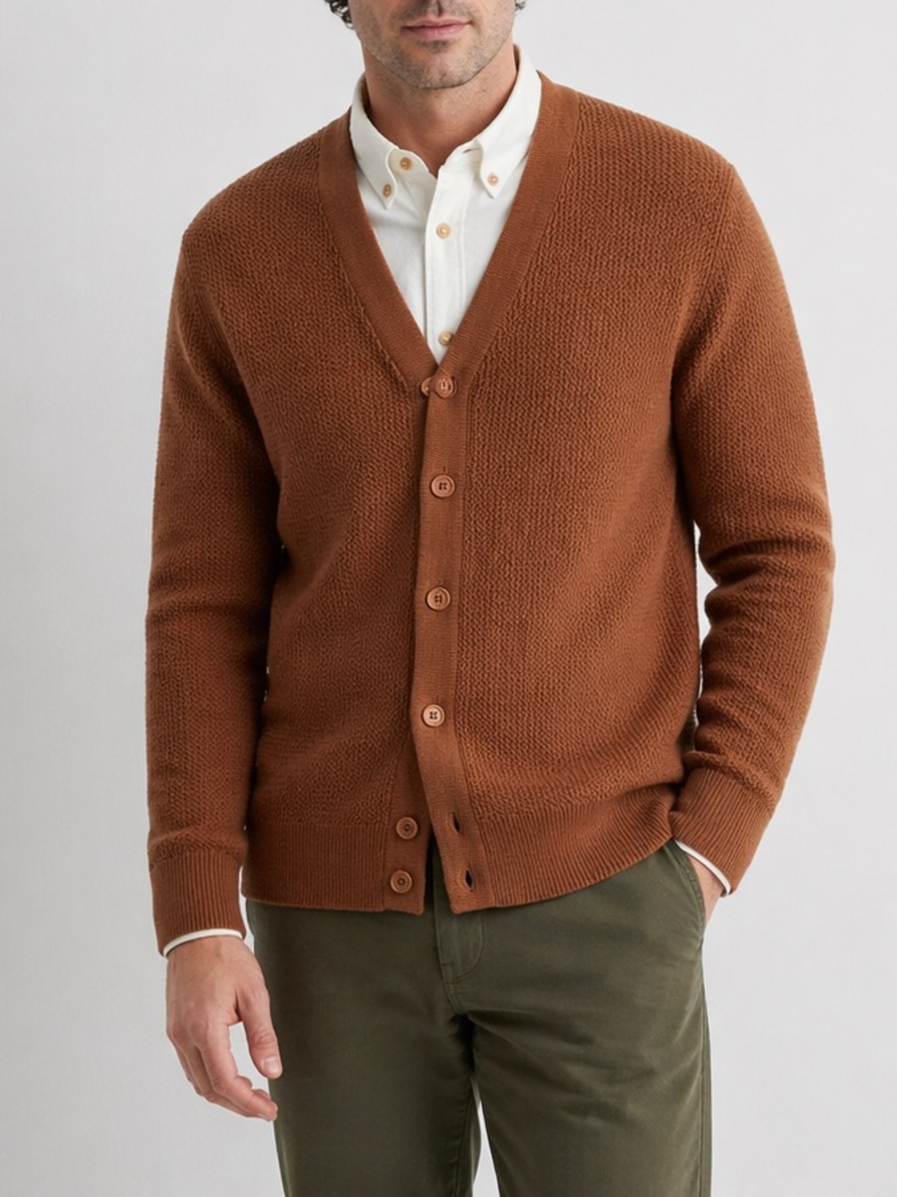 2/60$ SIMONS LE 31 men’s knitted cardigan size‎ Large - Rust